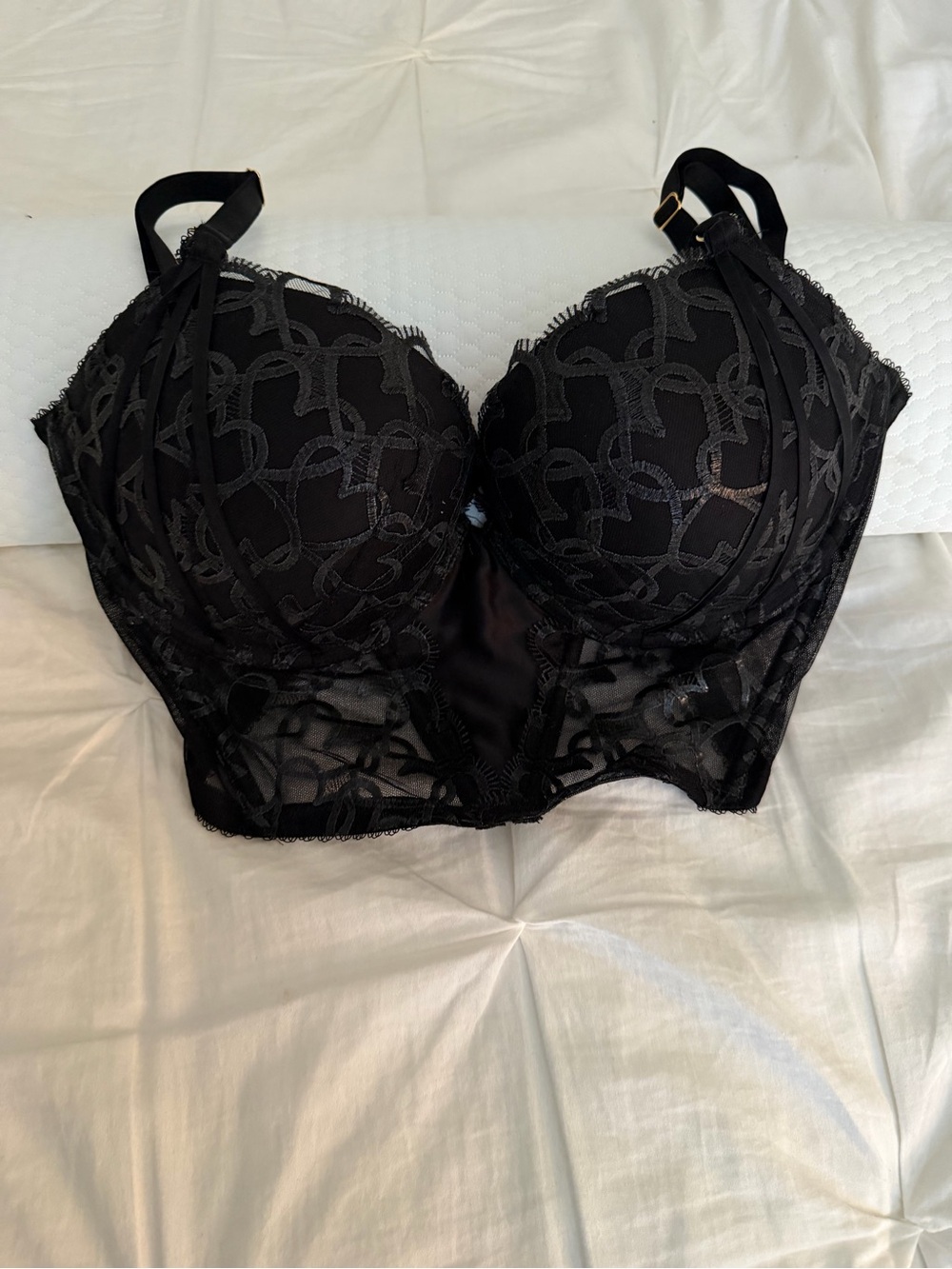 Victoria's Secret Black Lace Longline Underwire Corset Bra